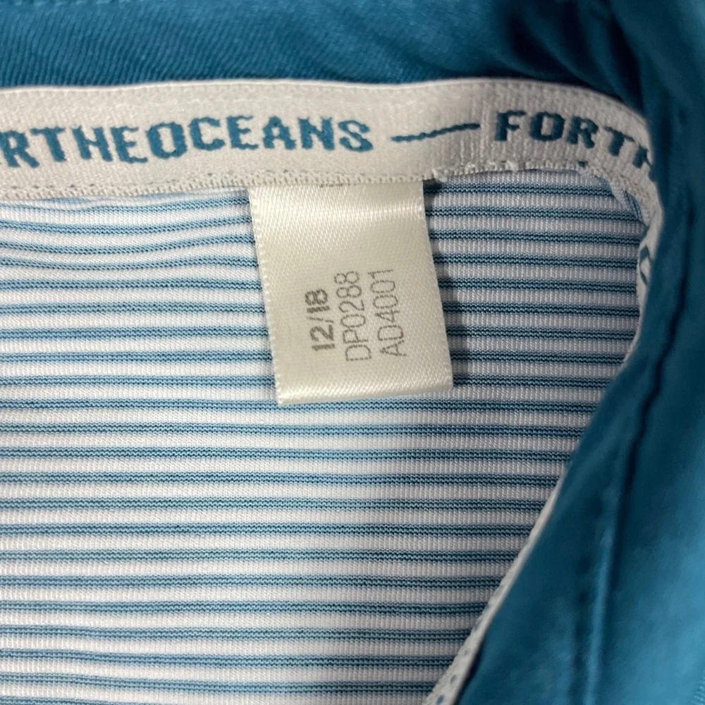 Adidas Parley Golf Polo Mens Medium Blue White Ombre Striped Short Sleeve Shirt